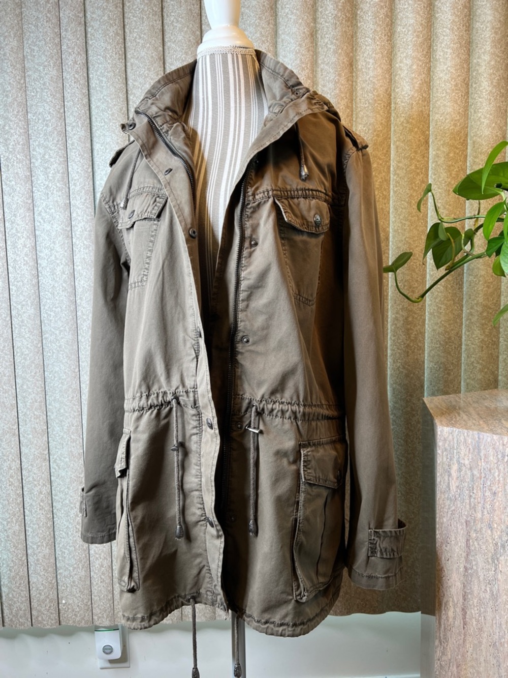 Buffalo David Bitton Men's Olive Green Utility Parka Jacket